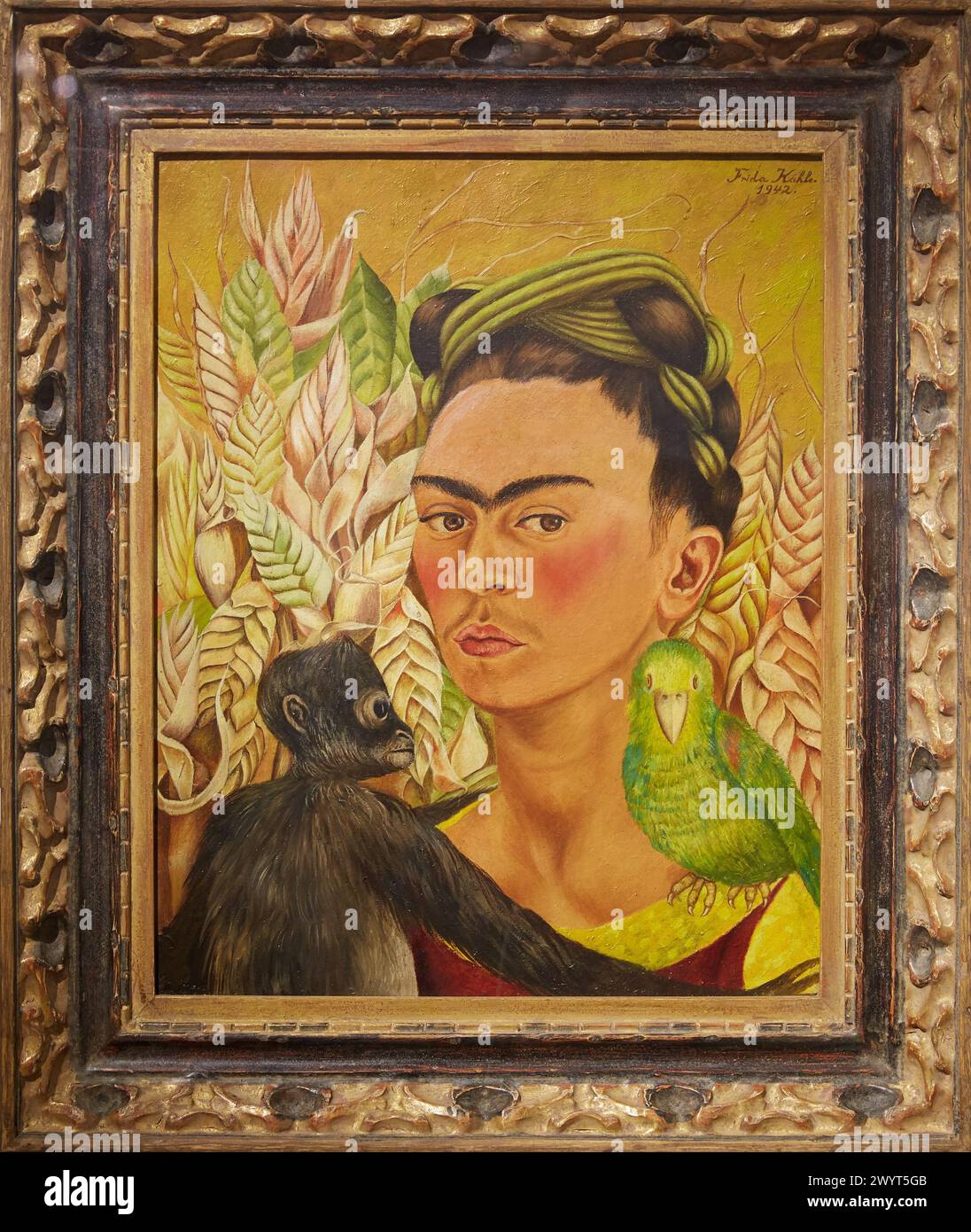 Autorretrato con chango y loro. Frida Kahlo. Museo de Arte Latinoamericano de Buenos Aires. MALBA. Fundación Costantini. Buenos Aires. Argentine. Banque D'Images