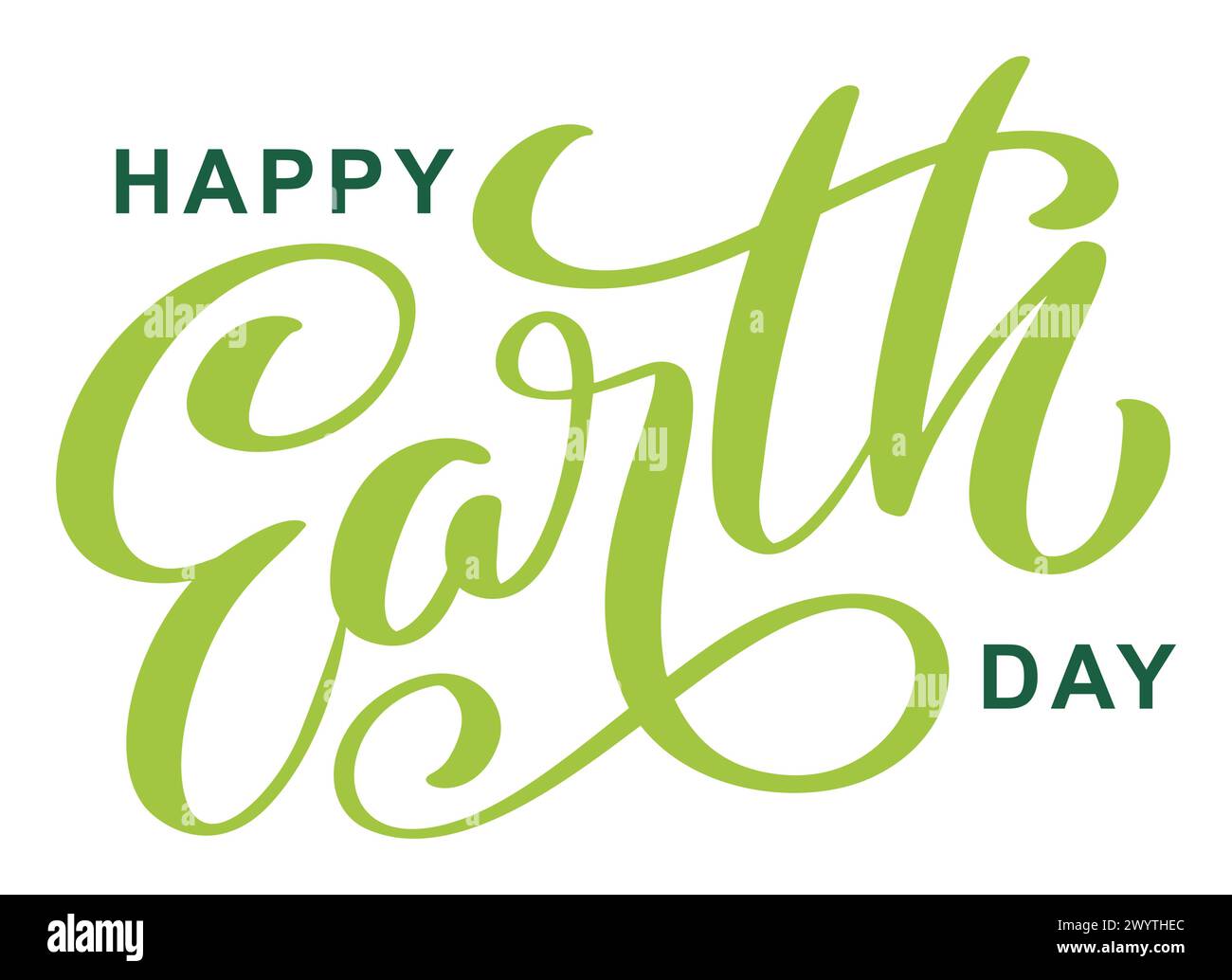 Logo de texte manuscrit en lettres Happy Earth Day. Typographie conception calligraphique pour les cartes de voeux et la célébration de modèle d'affiche. Vecteur Illustration de Vecteur