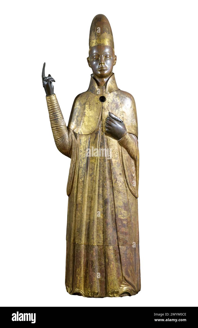 Le pape Boniface VIII, cuivre battu et coulé du bronze sur un noyau en bois Banque D'Images