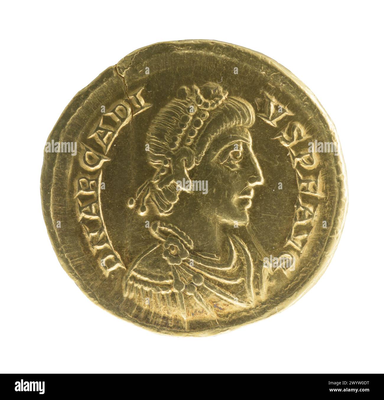 Arcadius. Empereur romain. Aureus avec le profil de l'empereur Banque D'Images