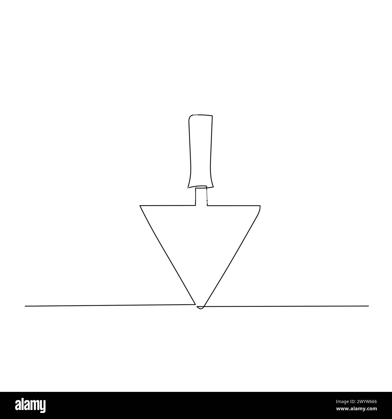 Traçage au trait continu d'une truelle de plâtrage. Outil domestique pour couper le bois. Simple élément de conception vectorielle de style dessiné à la main. Illustration pour les modèles industriels et Illustration de Vecteur