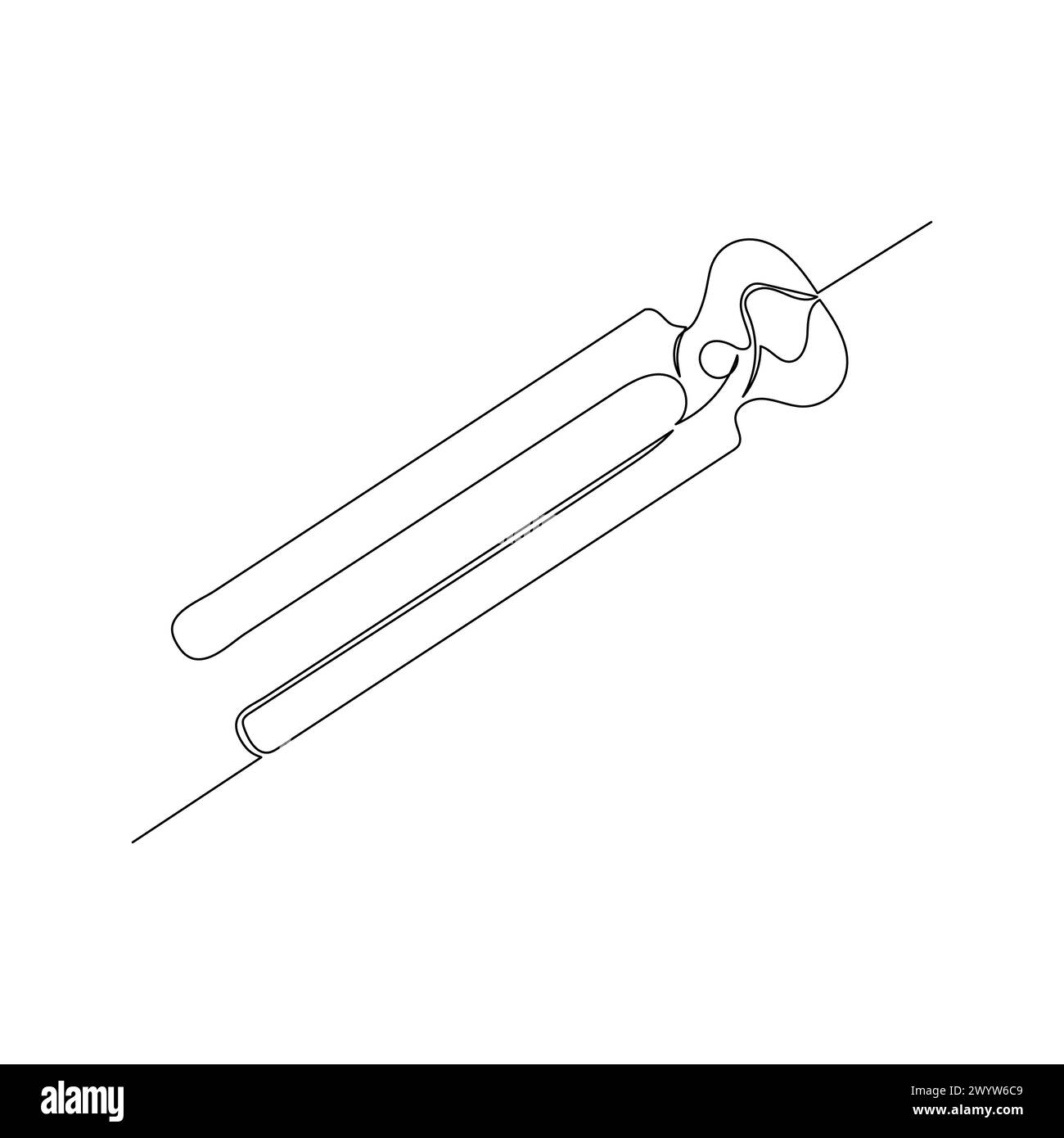 Pince arracheuse de clous. Petit travail de menuiserie dans l'atelier et élément de conception du concept de rénovation de la maison. Vecteur de dessin de ligne continue. Illustration de Vecteur