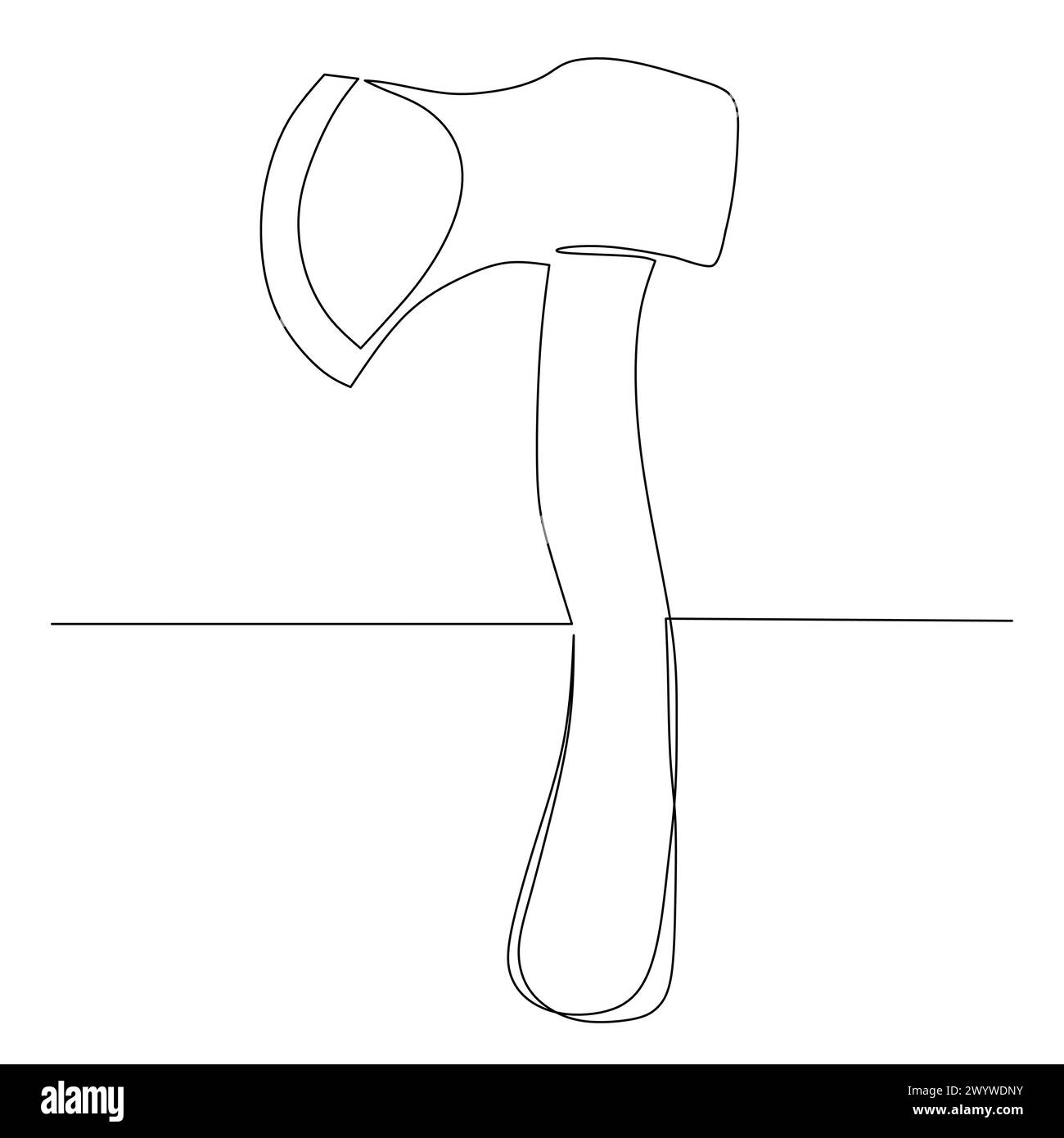 Dessin en trait continu d'une hache. Vecteur de style dessiné à la main plat simple pour outil en ingénierie et construction Illustration de Vecteur