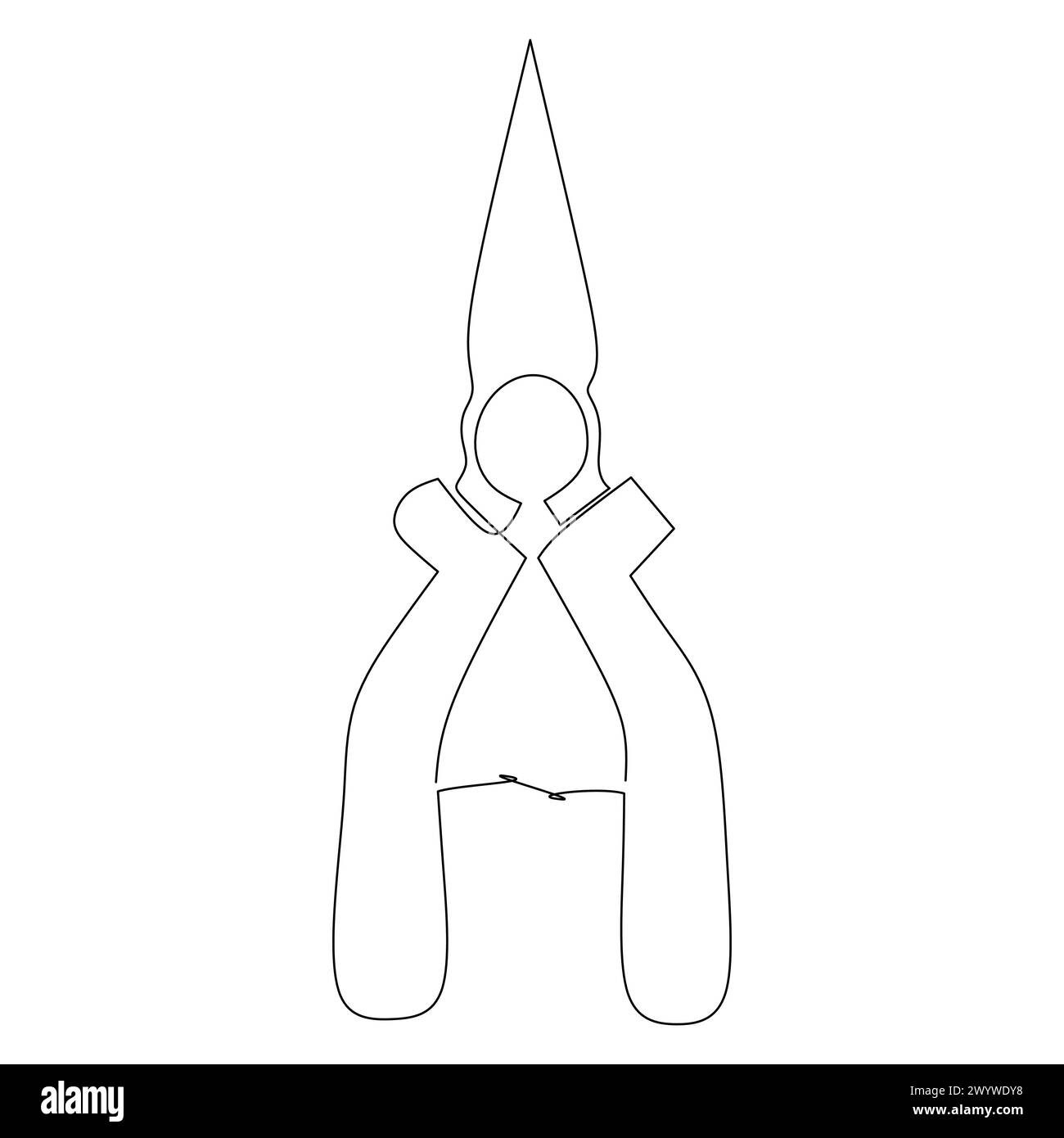 Dessin en trait continu d'une pince à marteau. Outils utilisés pour maintenir l'objet fermement. Simple vecteur de style dessiné à la main plat pour outil en ingénierie et construction Illustration de Vecteur