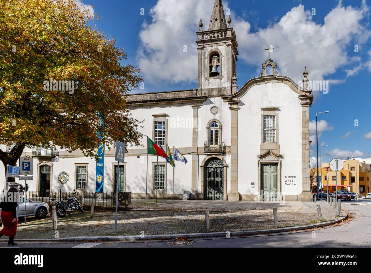 Vila Nova de Famalicao, Braga, Portugal - 22 octobre 2020 : détail de l'architecture du Musée d'Art Sacré (museu Arte sacra) dans la ville historique ce Banque D'Images