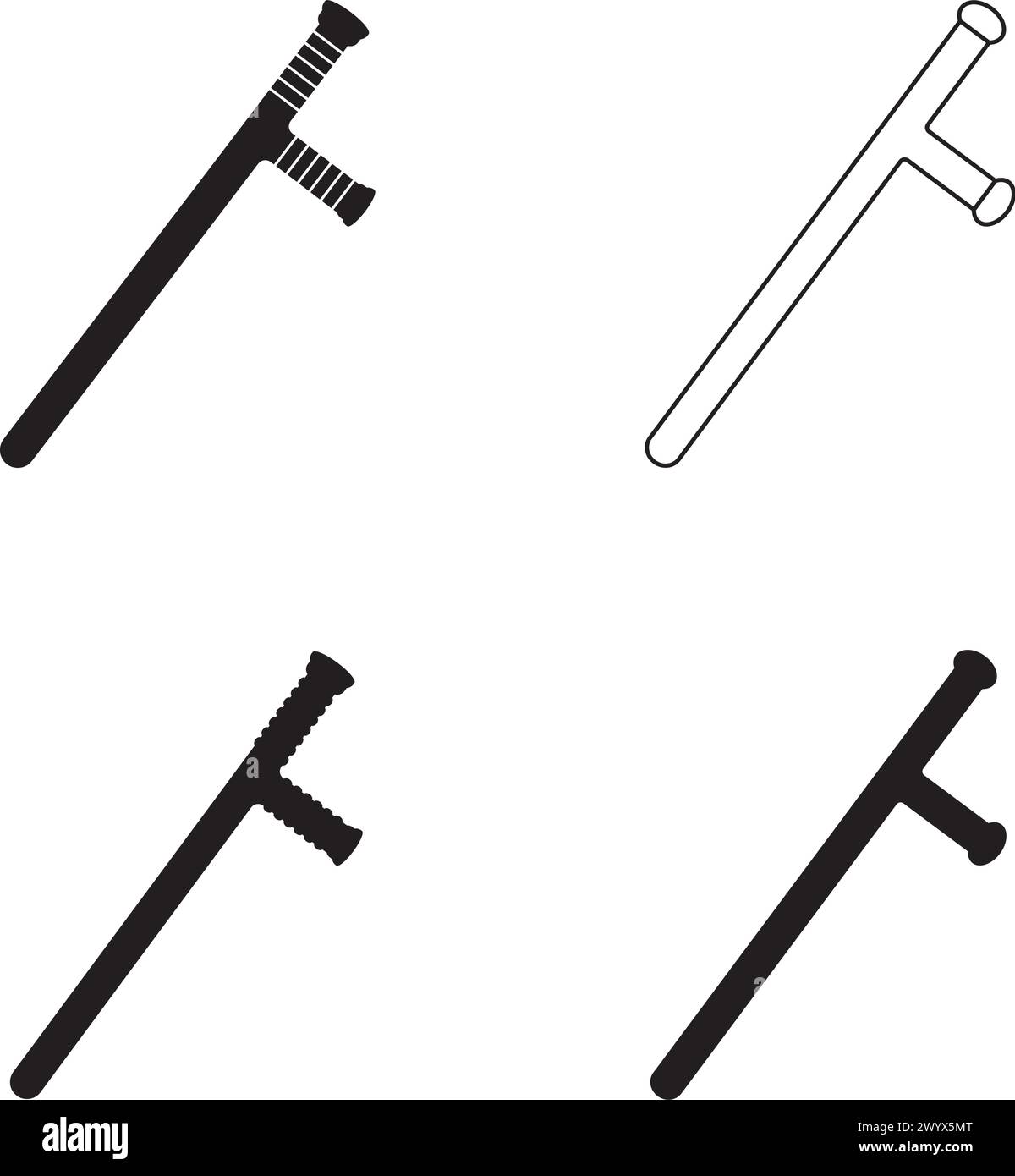 Icône de matraques de police, conception de symbole d'illustration vectorielle Illustration de Vecteur