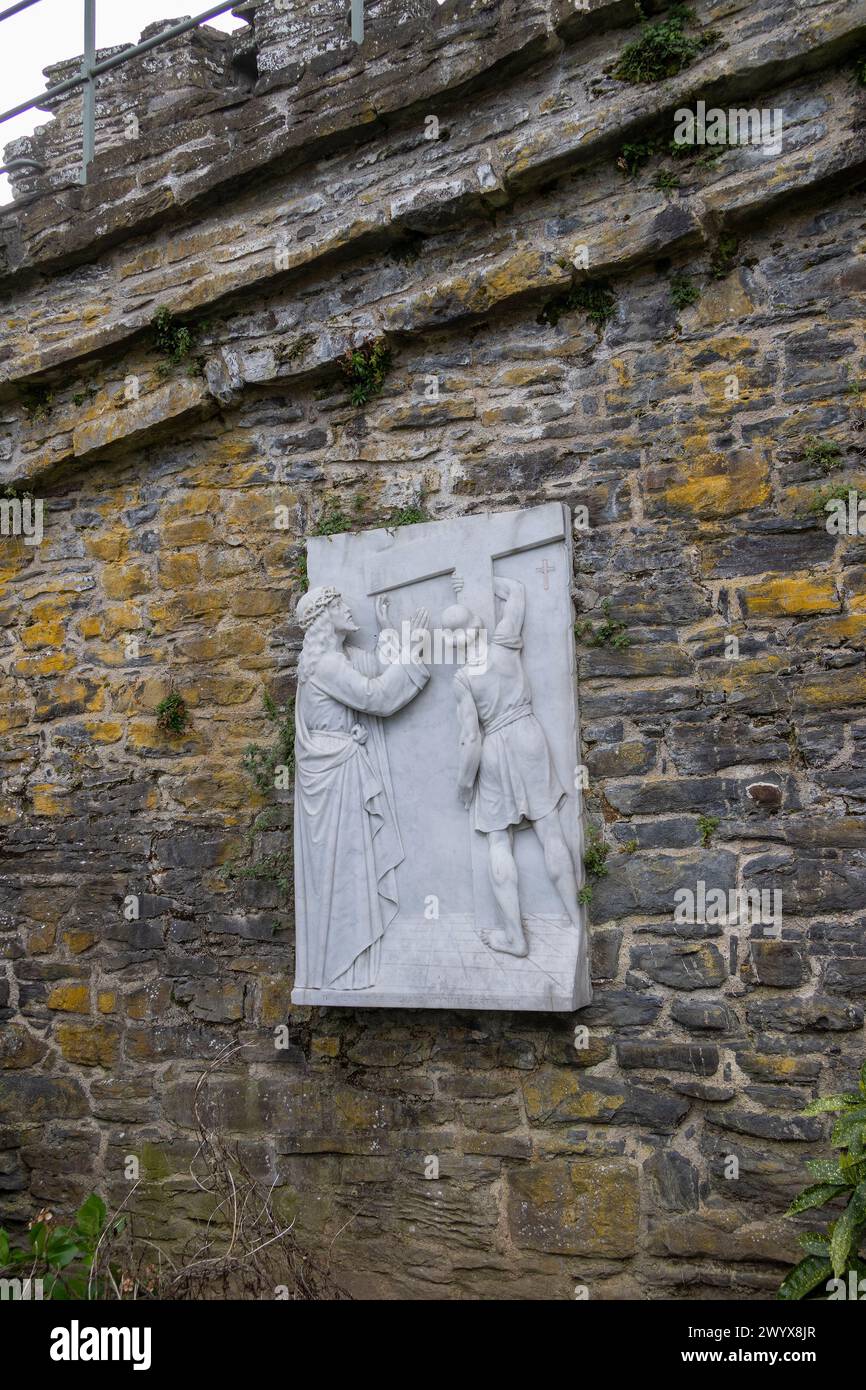 Station de la croix, chemin de la croix, mur de la ville, Conwy, pays de Galles, Grande-Bretagne Banque D'Images