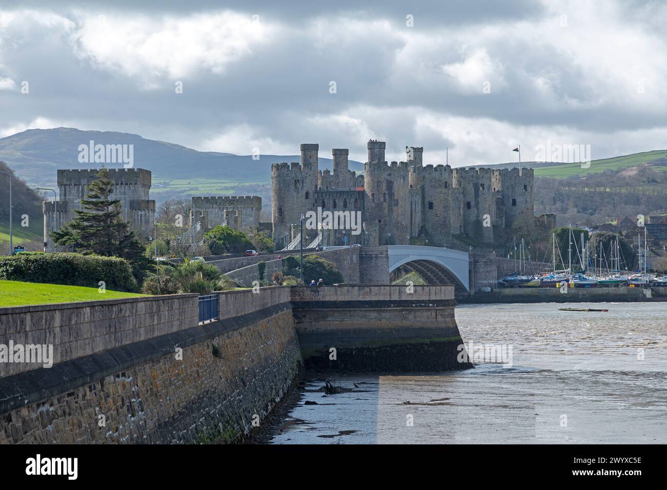 Château, pont, River Conwy, Conwy, pays de Galles, grande-Bretagne Banque D'Images