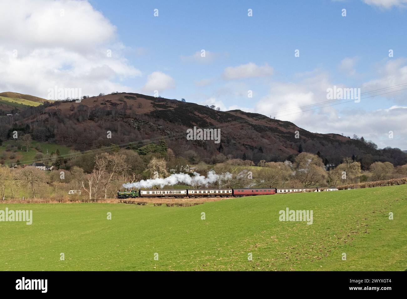 Train à vapeur Llangollen Railway près de Glyndyfrdwy, pays de Galles, Grande-Bretagne Banque D'Images