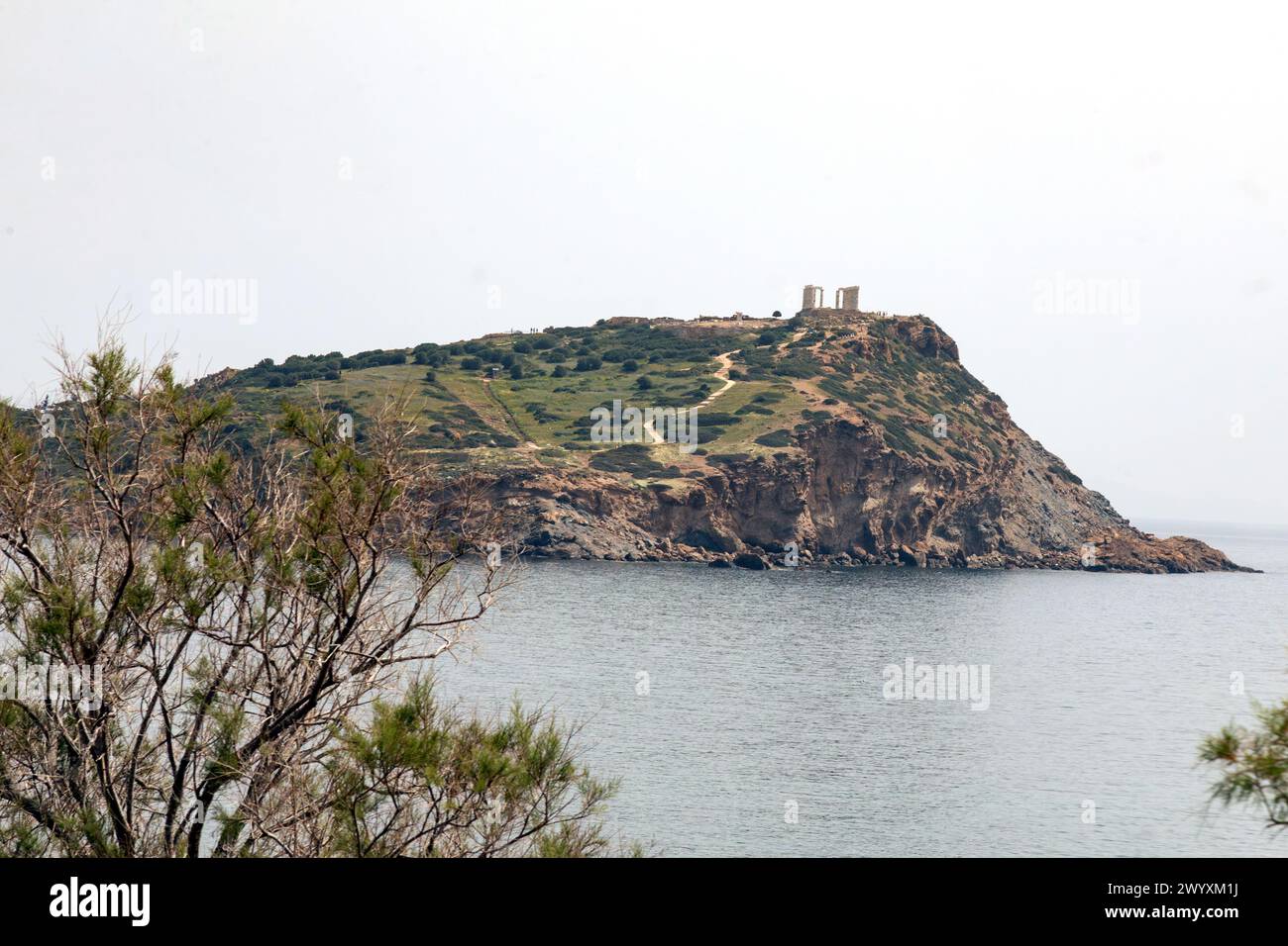 Temple de Poséidon au cap Sounion, construit vers 440 av. J.-C. Attique, Grèce. Banque D'Images
