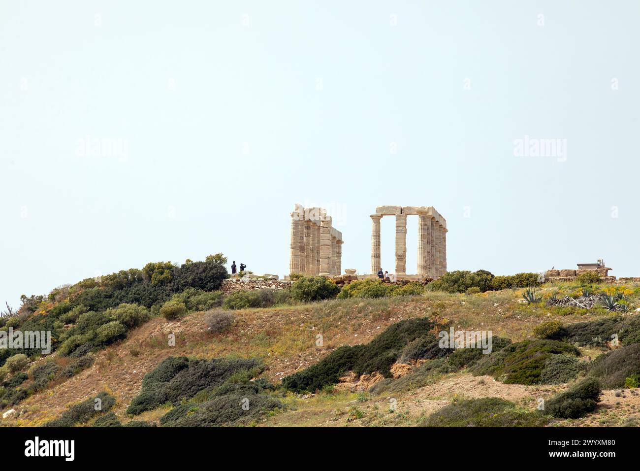 Temple de Poséidon au cap Sounion, construit vers 440 av. J.-C. Attique, Grèce. Banque D'Images