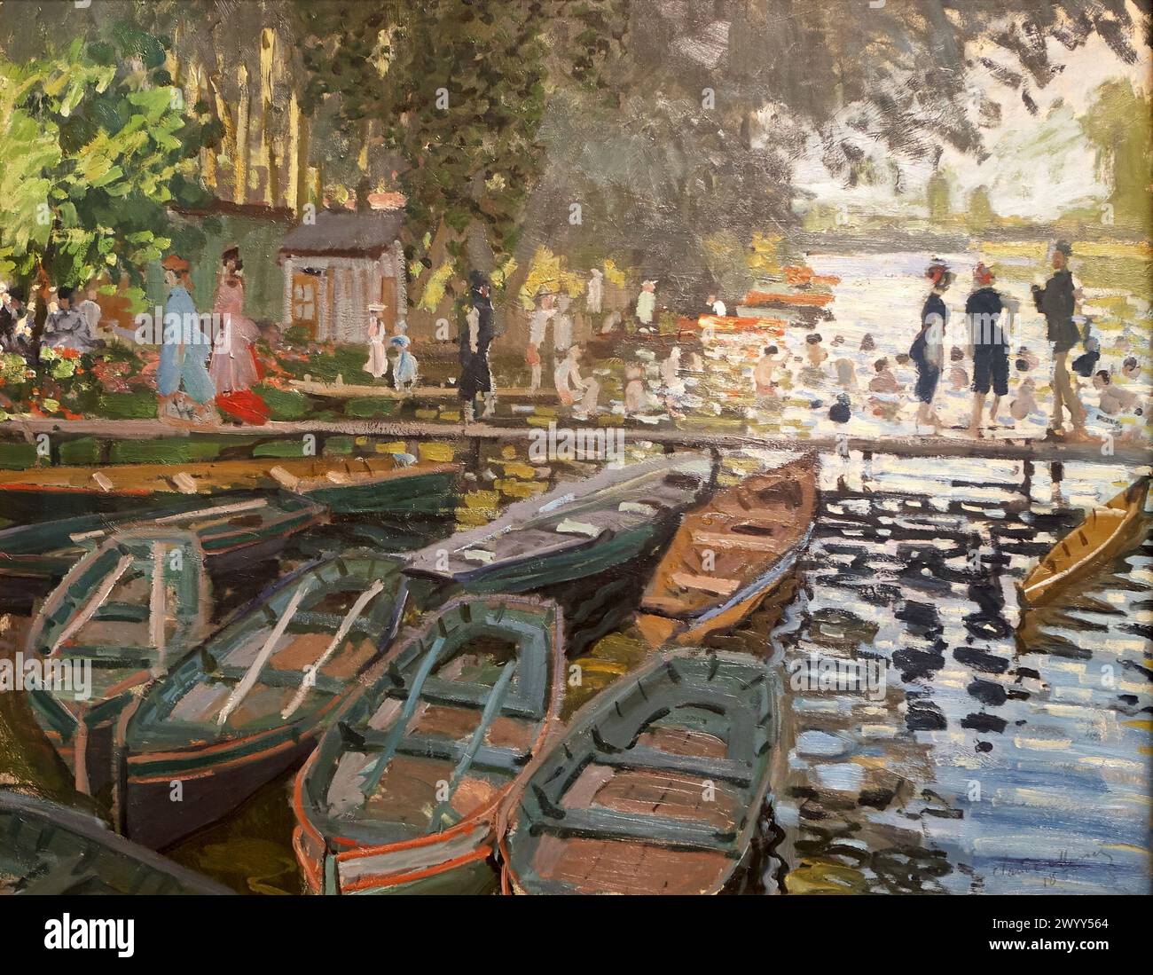 'Bathers at la Grenouillère', 1869, Claude Monet, National Gallery, Londres, Angleterre, Royaume-Uni. Banque D'Images