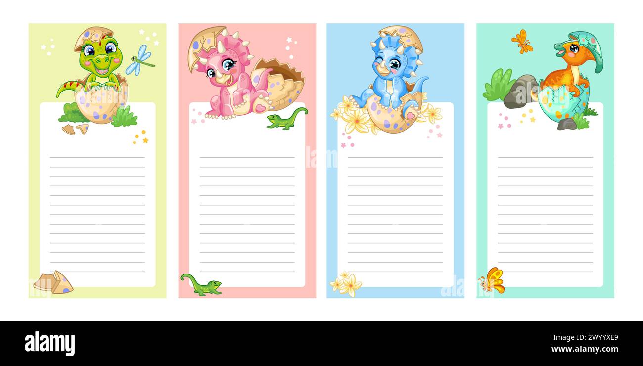 Ensemble de conception d'autocollant avec illustration vectorielle de dinosaures de bébé Illustration de Vecteur