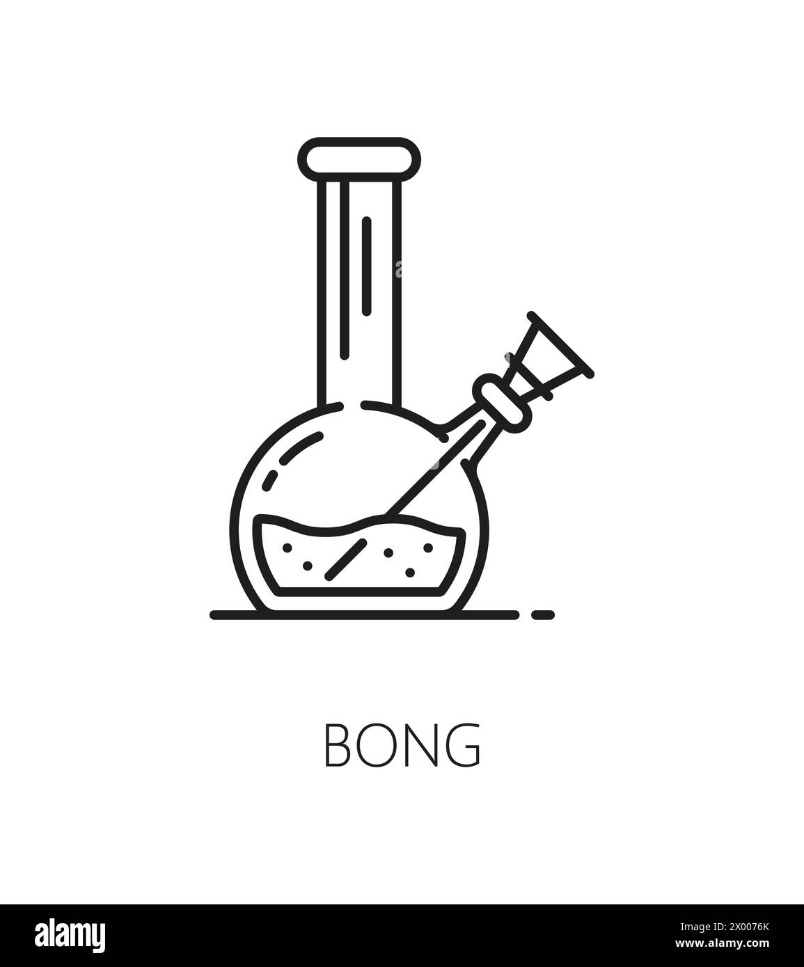 Cannabis, icône de ligne de bong pour la marijuana CBD weed fumer, symbole vectoriel. Cannabis médical ou extrait de marijuana de plante de drogue de chanvre, fumant bong ou pipe de bouteille shisha ou narguilé dispensaire Illustration de Vecteur