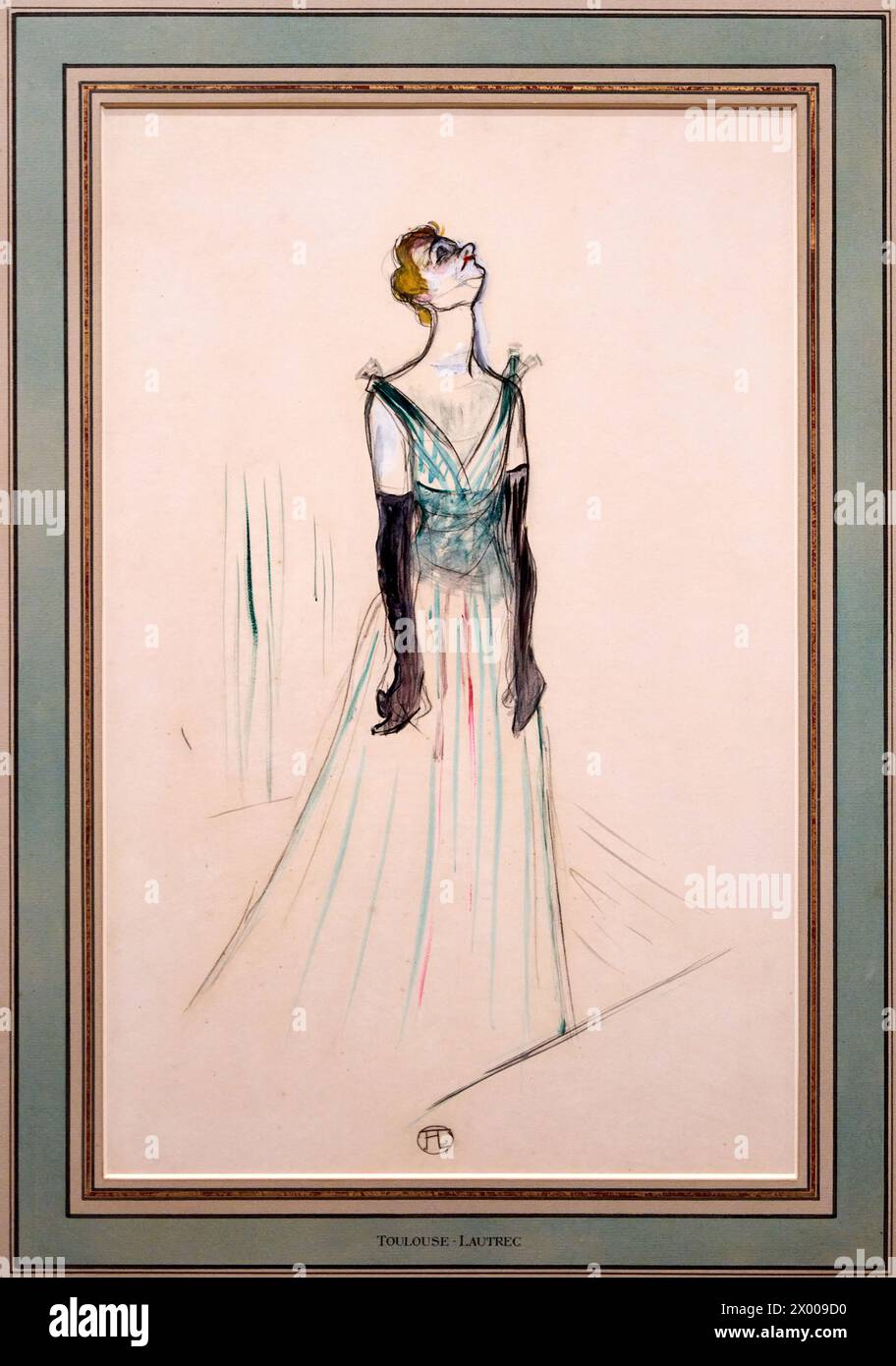 'Ivette Guilbert', 1893, Henri de Toulouse-Lautrec (1864-1901), Musée Thyssen Bornemisza, Madrid, Espagne, Europe. Banque D'Images