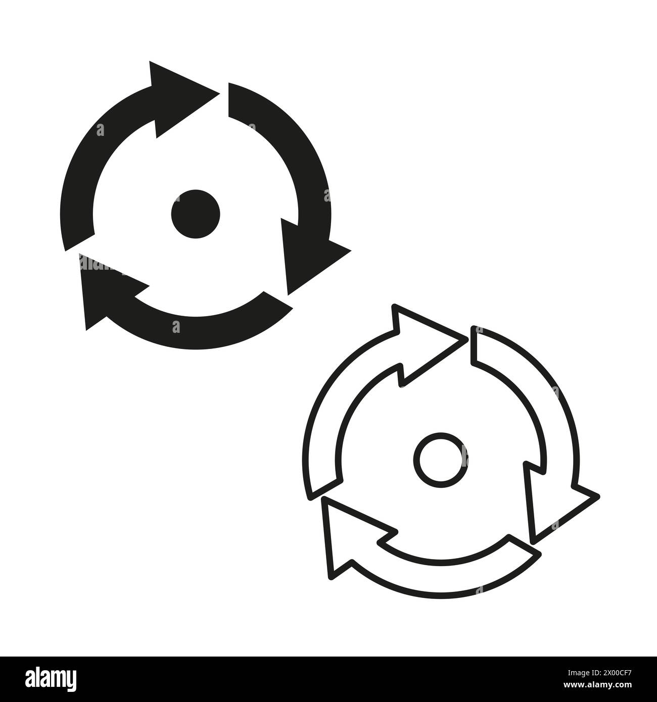 Icône de flèches circulaires. Symbole du système synchronisé. Signe de cycle continu. Illustration vectorielle. SPE 10. Illustration de Vecteur