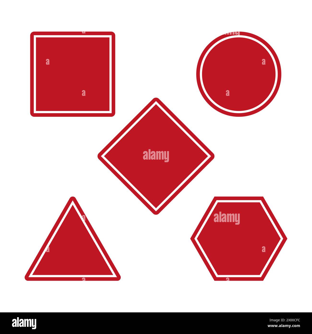 Panneaux rouges vides. Collection de formes de panneaux de signalisation. Sécurité routière et réglementation. Illustration vectorielle. SPE 10. Illustration de Vecteur