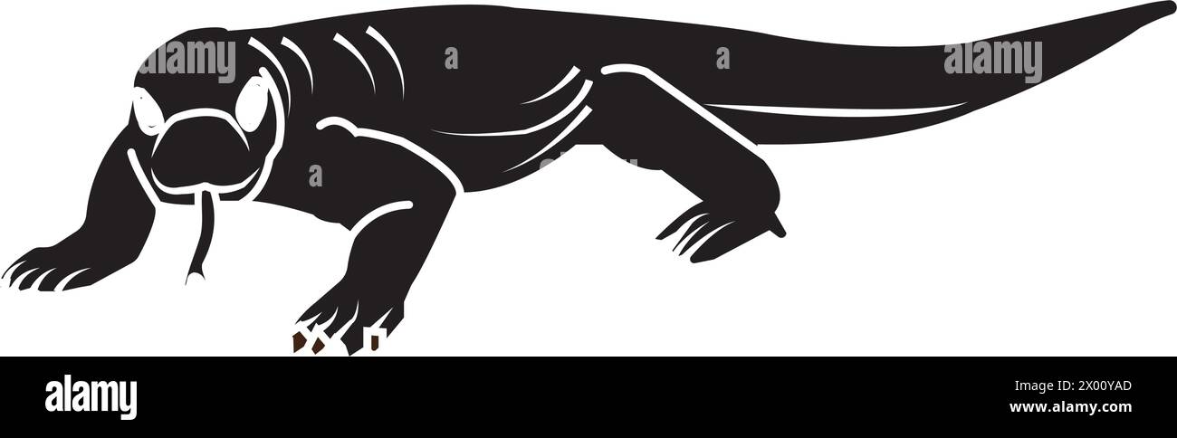Icône du dragon de Komodo, un animal rare trouvé en Indonésie Illustration de Vecteur