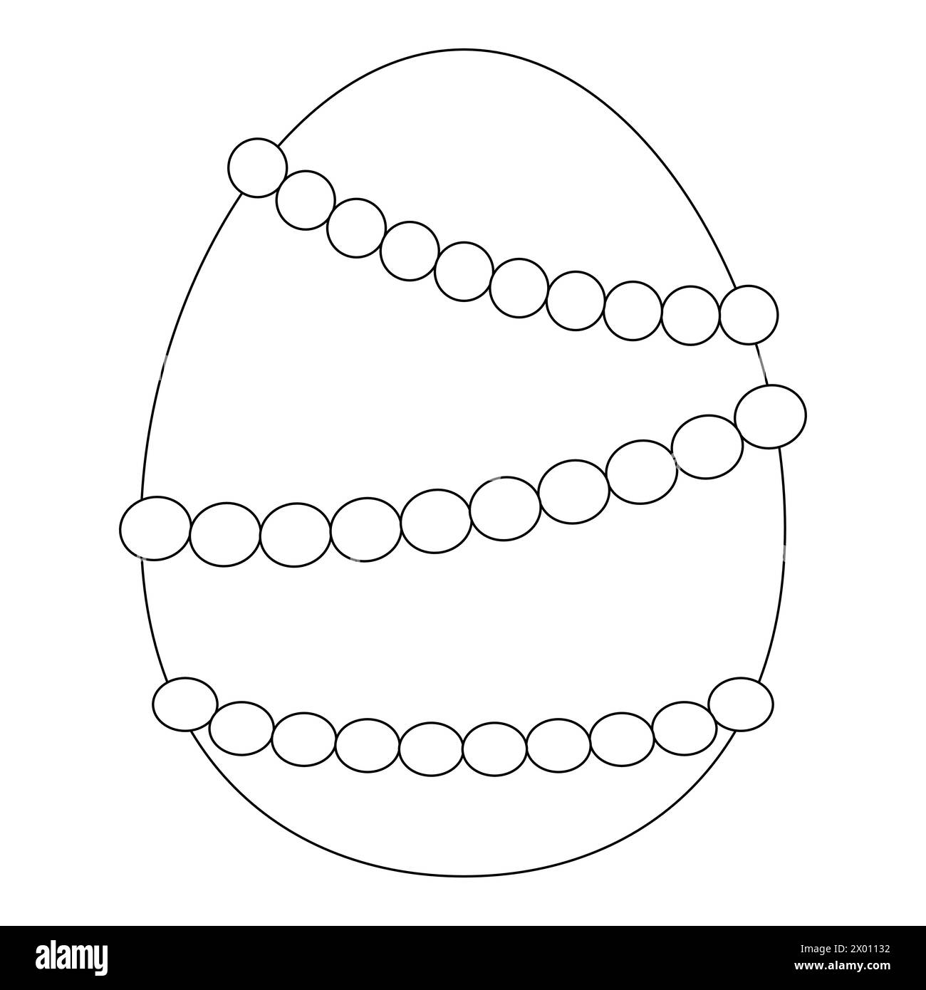 Livres de coloriage pour enfants. Oeuf de Pâques décoré de perles. Dessin vectoriel noir et blanc Illustration de Vecteur