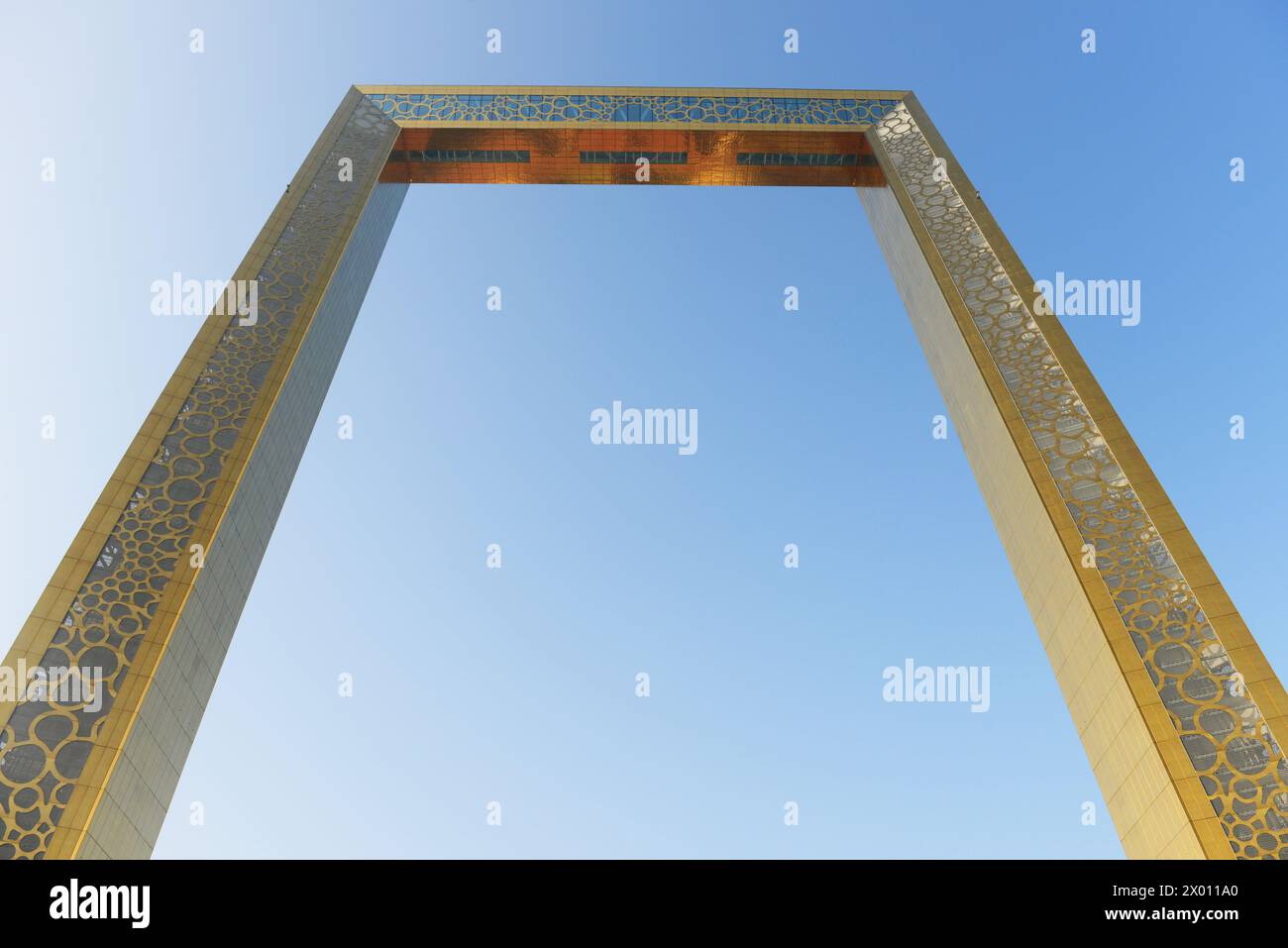 L'emblématique bâtiment Dubai Frame à Dubaï, Émirats arabes Unis. Banque D'Images