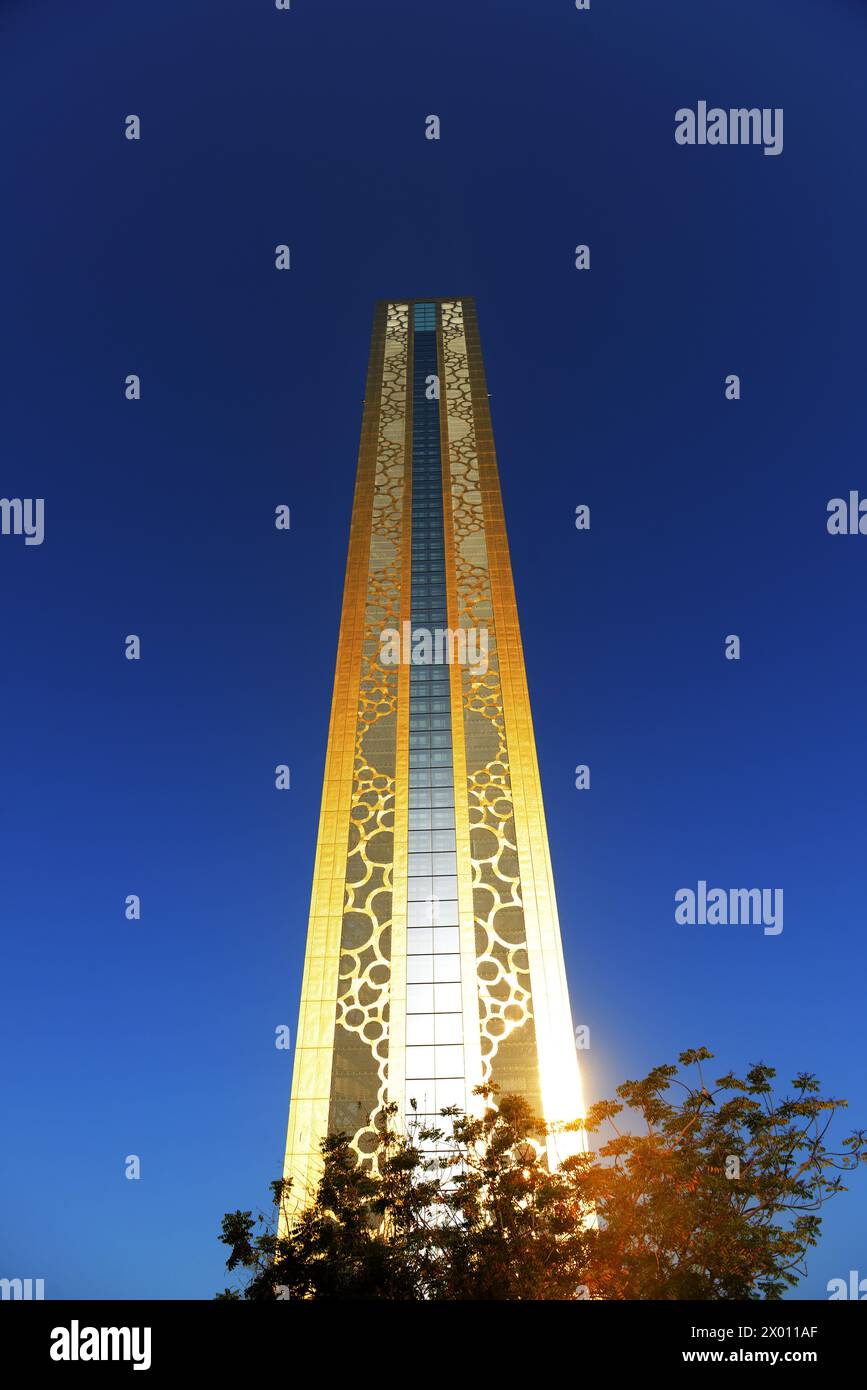 L'emblématique bâtiment Dubai Frame à Dubaï, Émirats arabes Unis. Banque D'Images