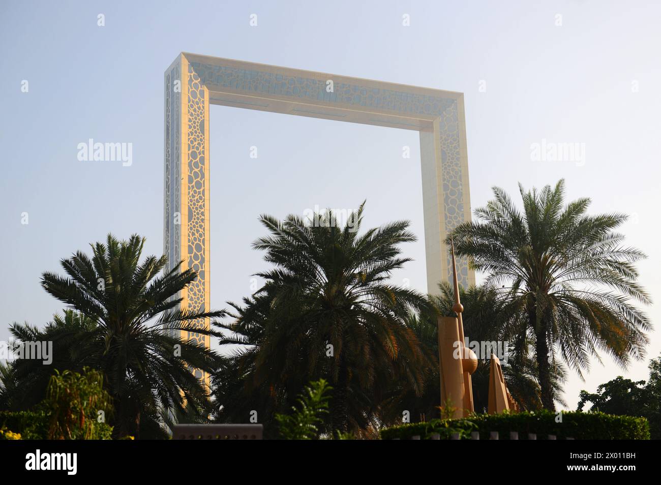 L'emblématique bâtiment Dubai Frame à Dubaï, Émirats arabes Unis. Banque D'Images