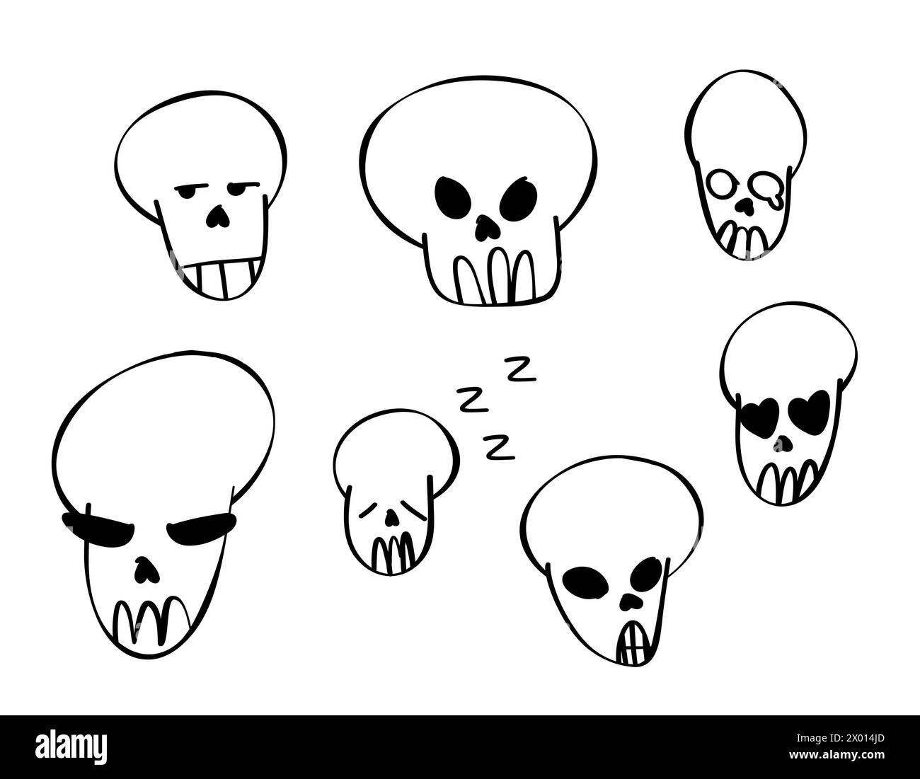 Doodle crâne set, grand design à toutes fins. ensemble vectoriel de têtes de crâne isolées et d'os avec un motif de points. crâne de style doodle dessiné à la main an Illustration de Vecteur Doodle crâne set, grand design à toutes fins. ensemble vectoriel de têtes de crâne isolées et d'os avec un motif de points. crâne de style doodle dessiné à la main an Illustration de Vecteur