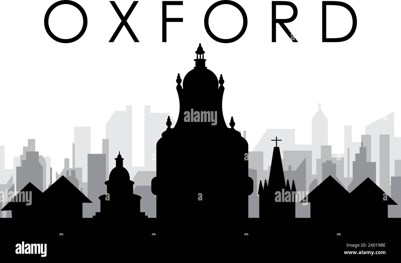 Panorama urbain d'OXFORD, ROYAUME-UNI Illustration de Vecteur