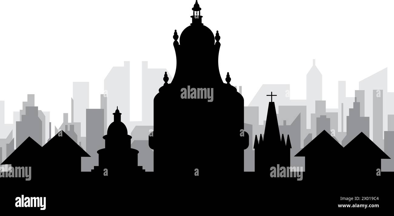 Panorama urbain d'OXFORD, ROYAUME-UNI Illustration de Vecteur