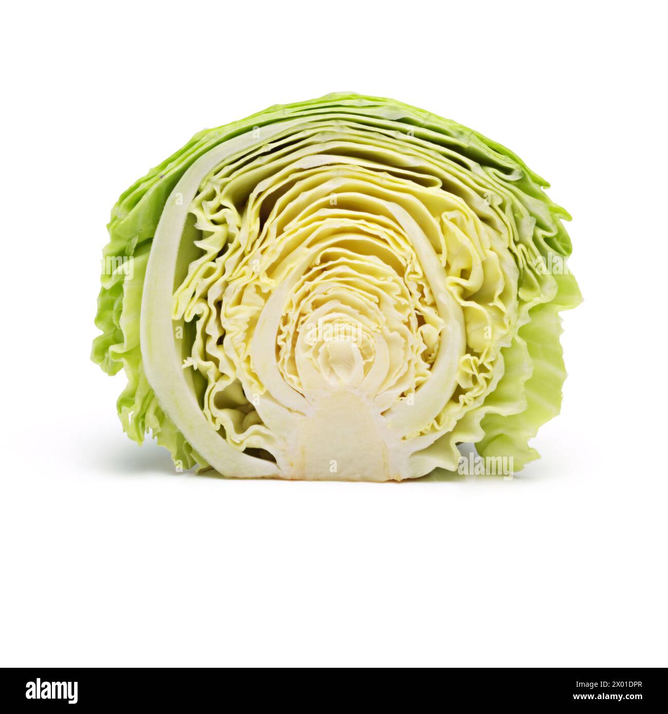 Bio, chou et studio en fond blanc pour la cuisine, le repas et la préparation dans une alimentation saine pour le bien-être. Vert, frais et légumes dans les aliments pour salade Banque D'Images