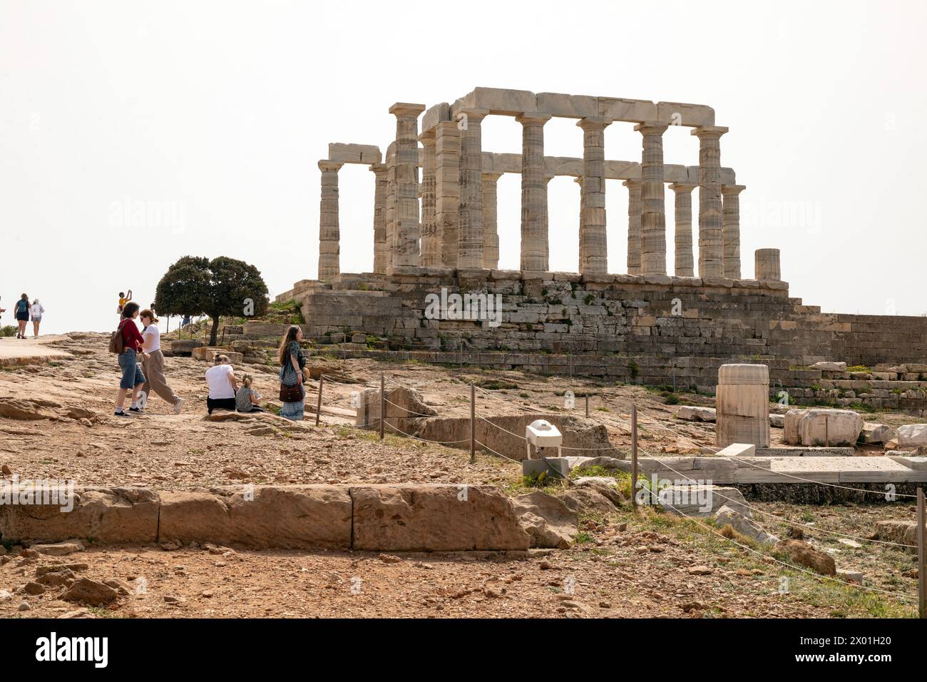 Temple de Poséidon au cap Sounion, construit vers 440 av. J.-C. Attique, Grèce. Banque D'Images