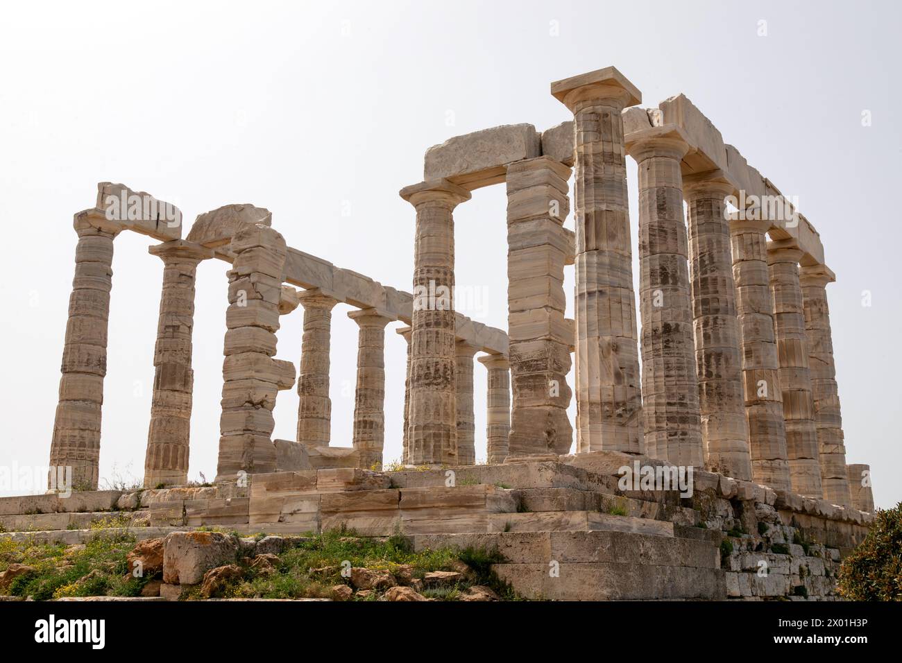 Temple de Poséidon au cap Sounion, construit vers 440 av. J.-C. Attique, Grèce. Banque D'Images