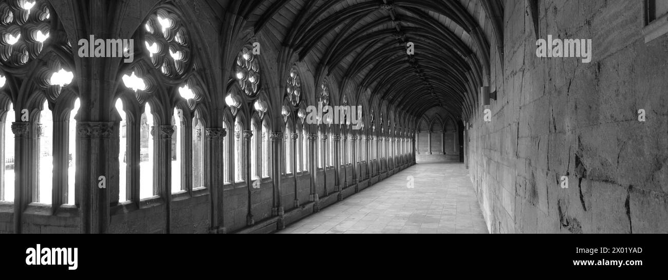 The Lincoln Cathedral Cloisters, comté de Lincolnshire, Angleterre, Royaume-Uni Banque D'Images