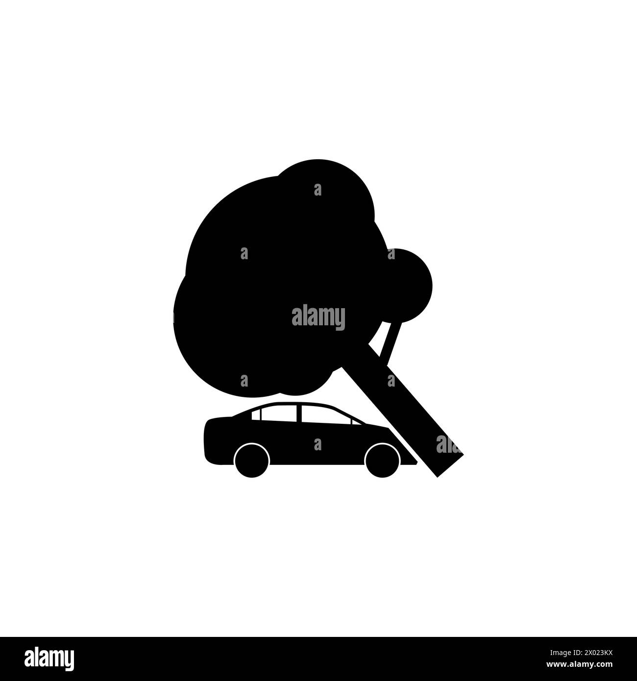 L'arbre d'accident de la circulation est tombé l'icône de vecteur plat de voiture. Symbole solide simple isolé sur fond blanc Illustration de Vecteur