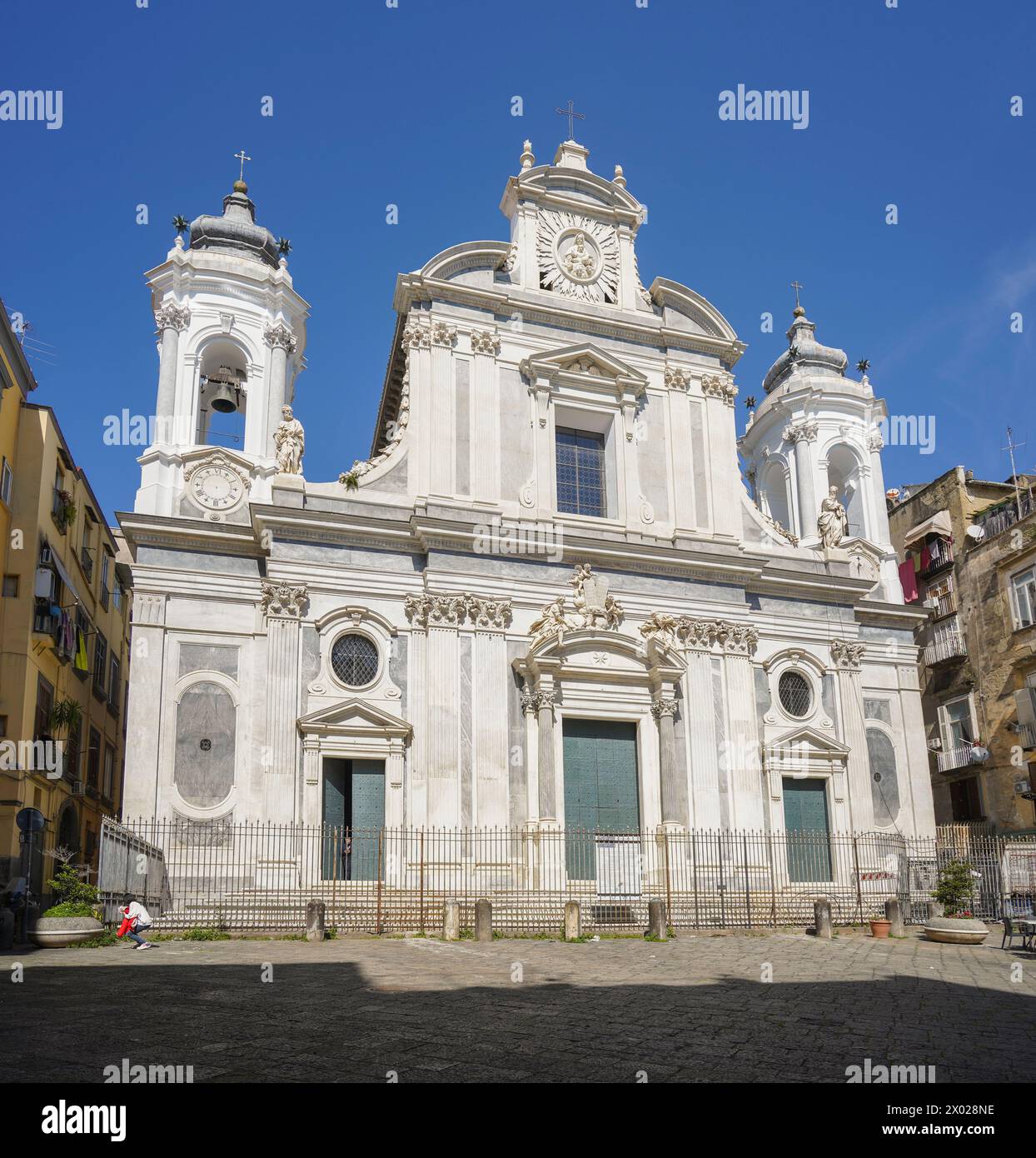 Façade de l'église et couvent des Girolamini ou Gerolamini, église gothique quartier historique de Naples, Naples, Campanie, Italie, Banque D'Images