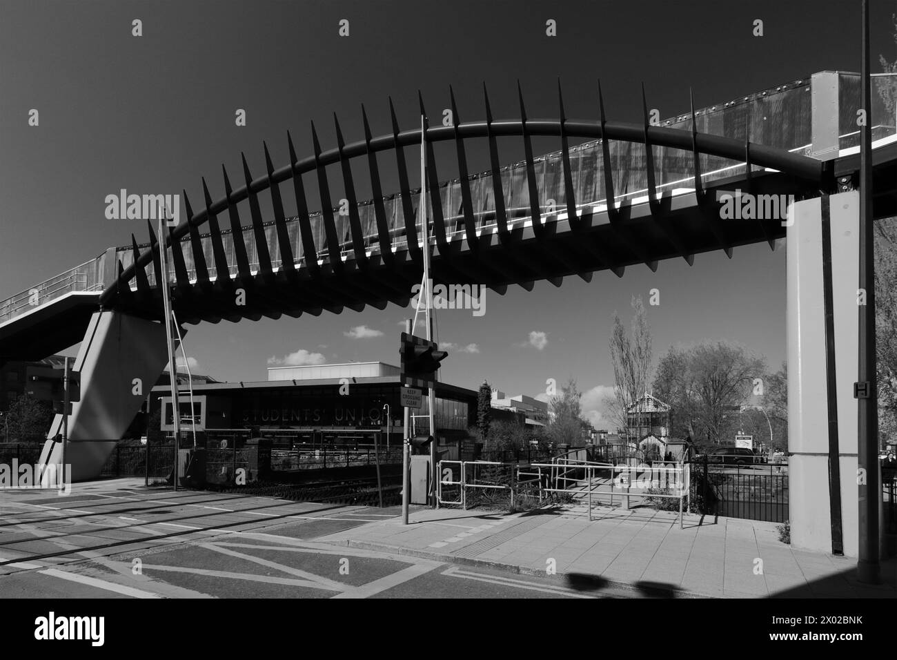 La passerelle Brayford Wharf Level Crossing, Lincoln City, Lincolnshire, Angleterre, Royaume-Uni Banque D'Images