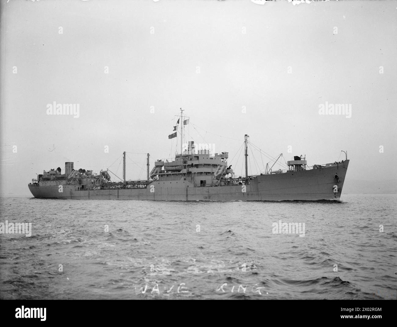 Le pétrolier auxiliaire Wave King de la Royal Fleet était à Greenock le 3 août 1944. Banque D'Images