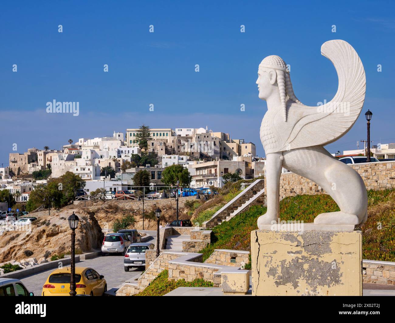 Sphinx des Naxiens à Chora, Naxos City, Naxos Island, Cyclades, îles grecques, Grèce, Europe Banque D'Images
