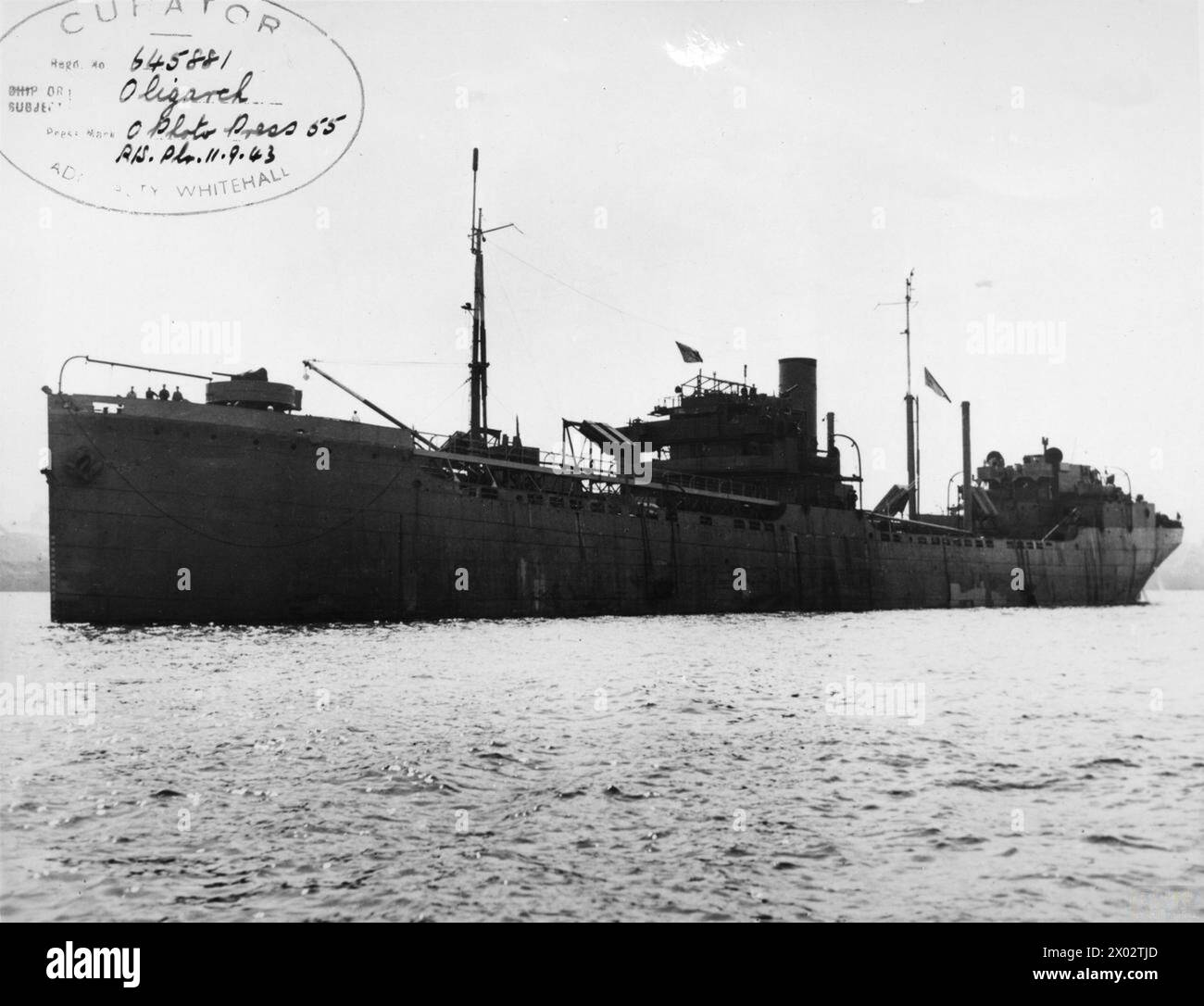 RFA oligarch, anciennement British Lantern, est au mouillage menant les opérations auxiliaires de la Royal Fleet. Banque D'Images
