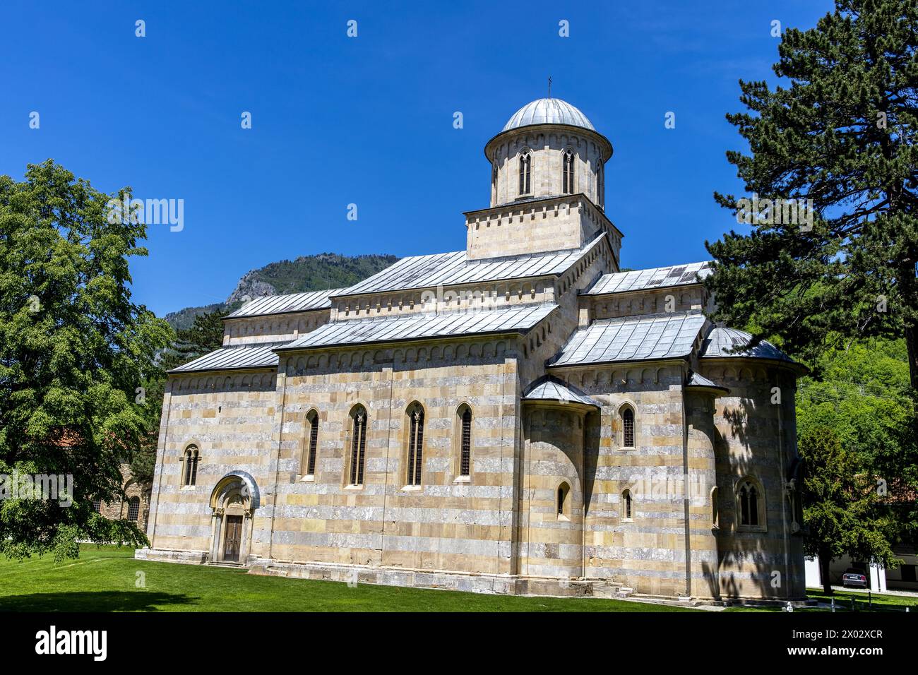Église du monastère orthodoxe serbe de Visoki Decani, site du patrimoine mondial de l'UNESCO, Decan, Kosovo, Europe Banque D'Images
