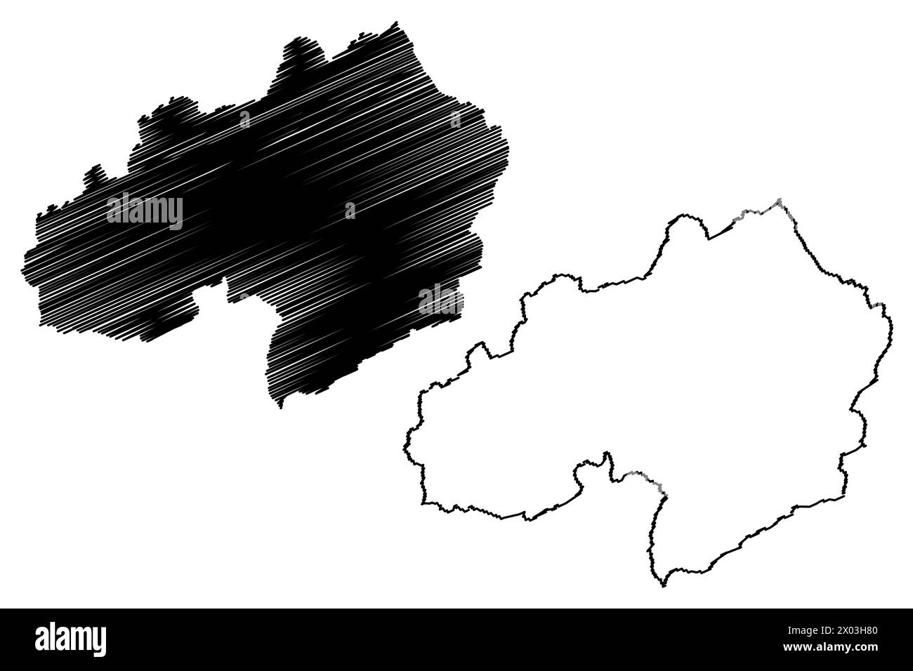 District de Surselva (Suisse, Confédération suisse, canton des Grisons, Graubünden ou Graubunden) illustration vectorielle de carte, croquis de griffonnage Surselva Re Illustration de Vecteur