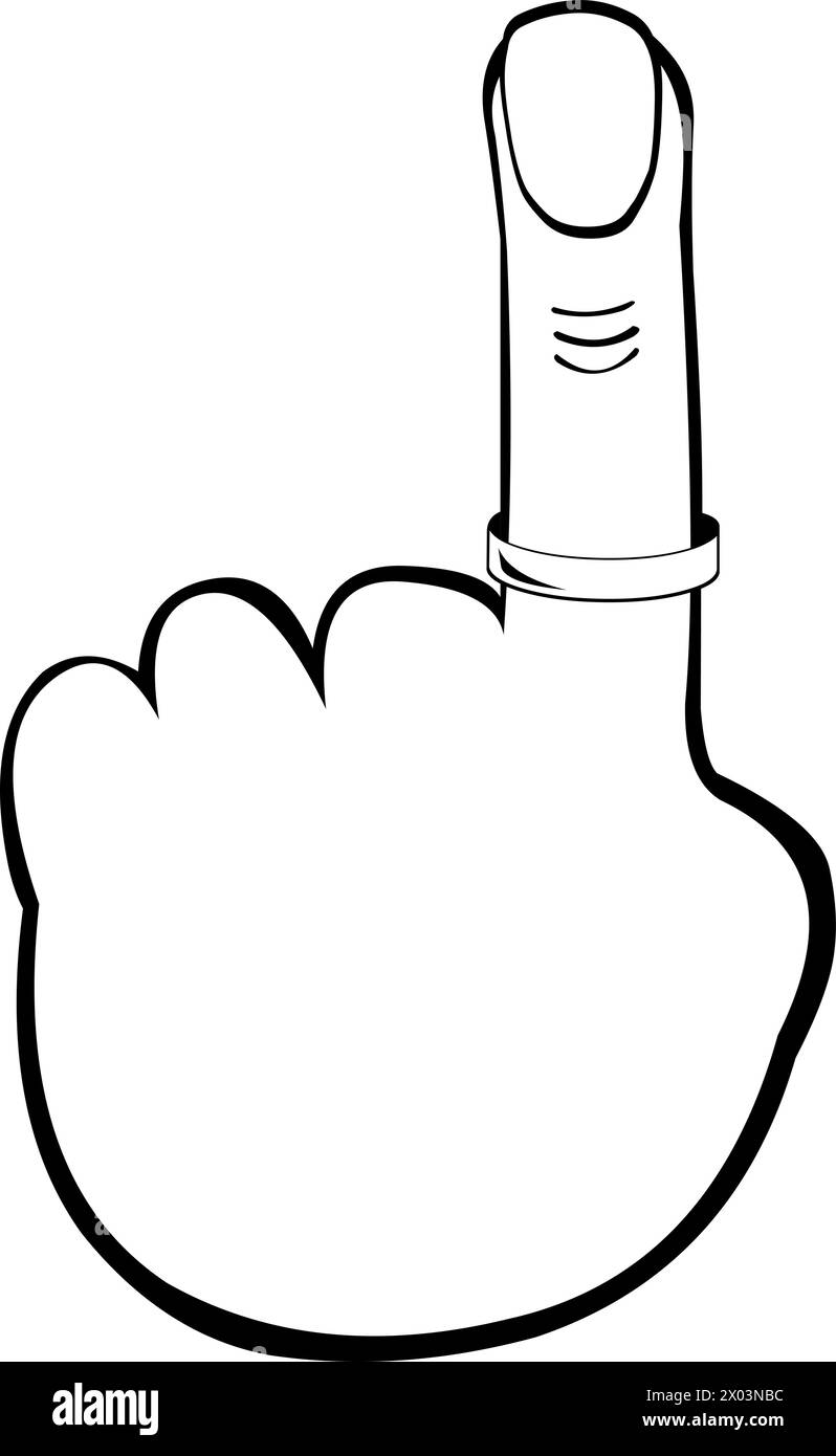 mariage de bague de doigt de main noir et blanc de dessin de vecteur Illustration de Vecteur