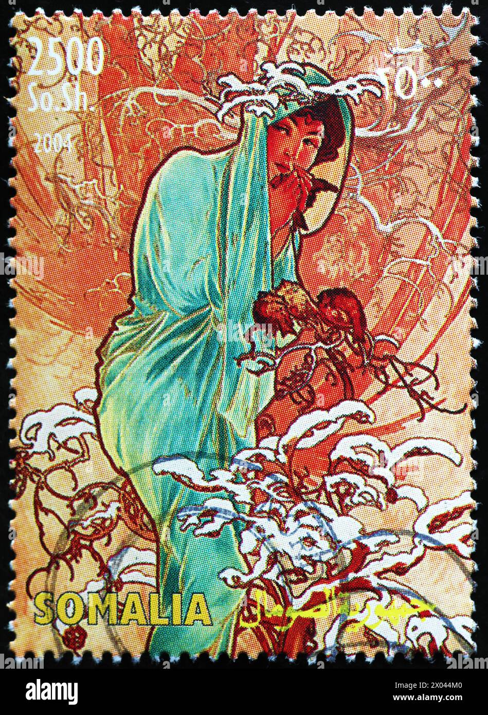 Image de Alfons Mucha sur timbre-poste somalien Banque D'Images