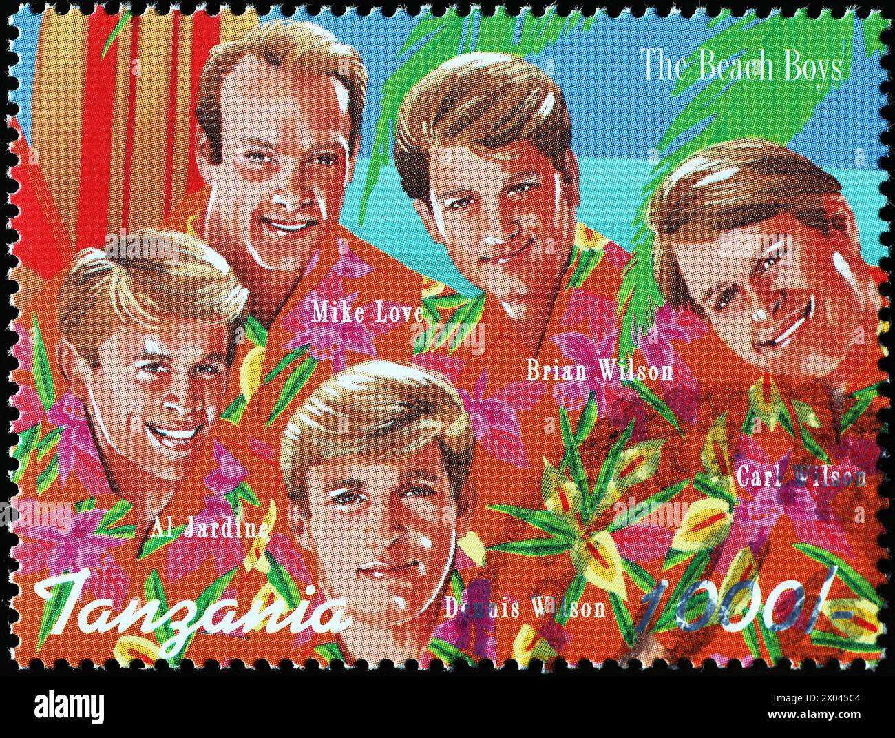 Les Beach Boys sur timbre-poste de Tanzanie Banque D'Images