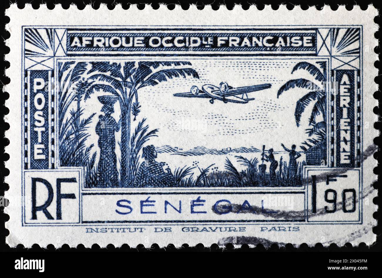Timbre-poste de courrier aérien africain vintage Banque D'Images
