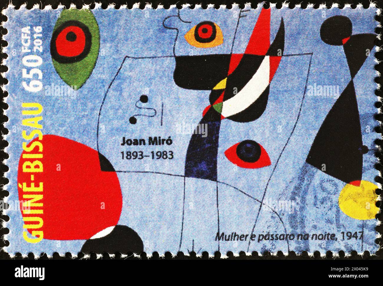 Peinture abstraite de Joan Mirò sur timbre Banque D'Images