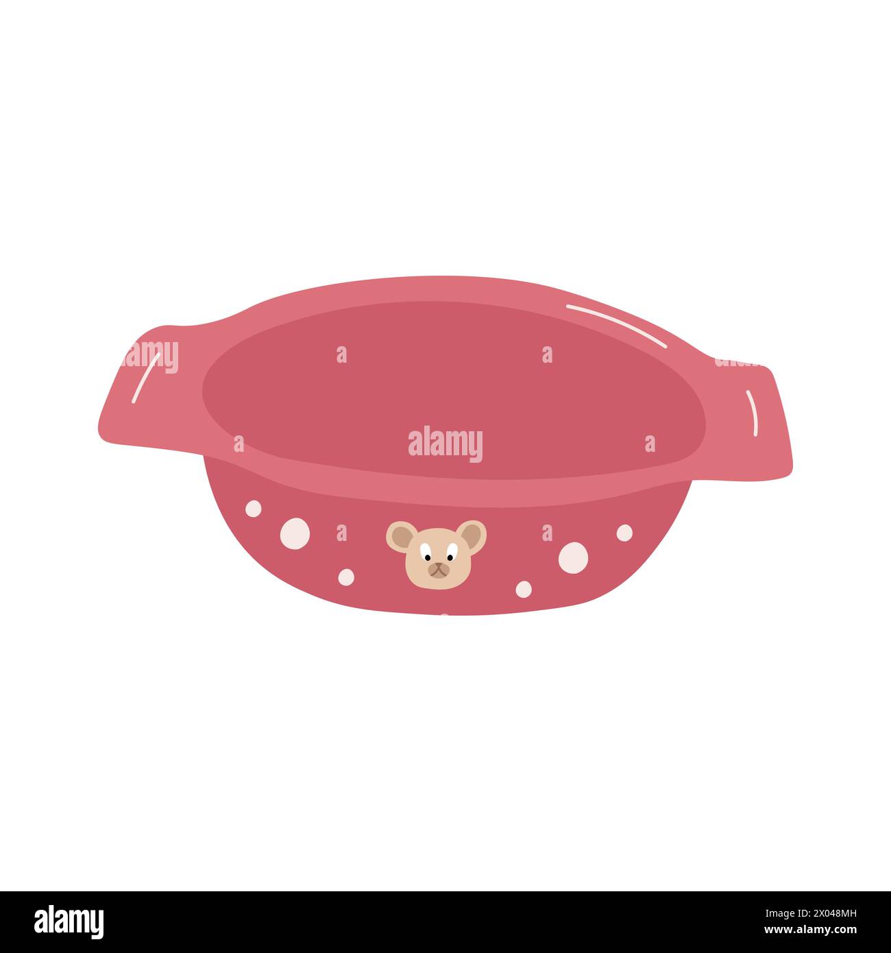 Assiette à pois rose pour enfants avec visage d'ours. Vaisselle pour enfants. Illustration vectorielle. Illustration de Vecteur