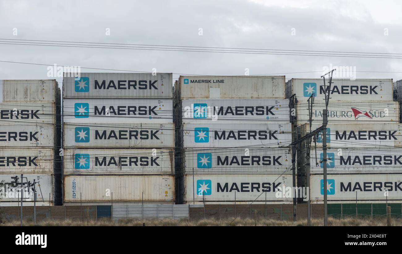 Conteneurs d'expédition Maersk Banque D'Images