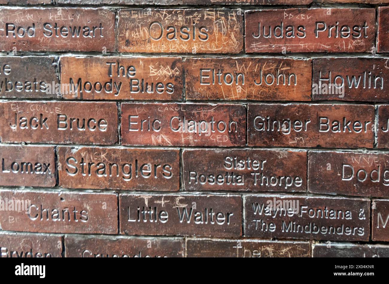 Wall of Fame sur Mathew Street à Liverpool Banque D'Images