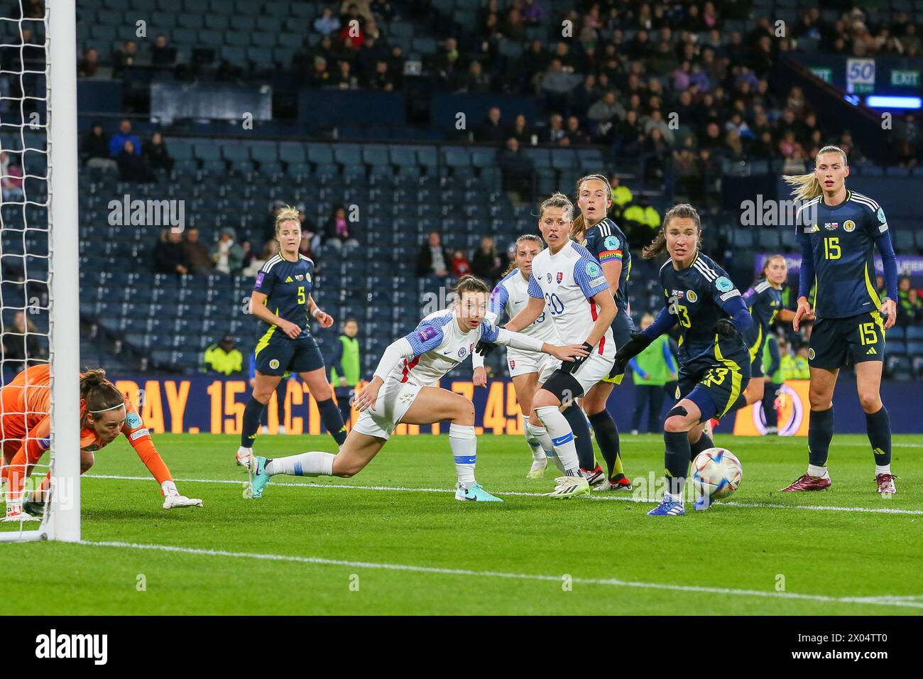 Glasgow, Royaume-Uni. 09th Apr, 2024. L'équipe féminine de football d'Écosse a affronté l'équipe féminine de Slovaquie à Hampden Park, Glasgow, Écosse, Royaume-Uni lors des qualifications européennes de l'UEFA. Crédit : Findlay/Alamy Live News Banque D'Images